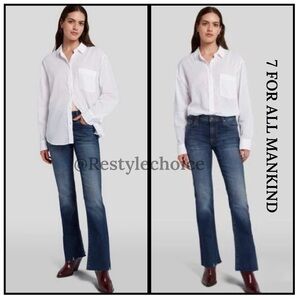 7 for all mankind Faded washed Navy Blue Flare Jeans Petite 27